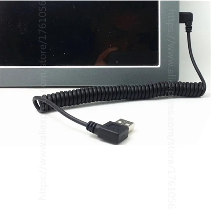 USB 2.0 Right Angle 90 Degree A Male to Right Angle Mini B 5p Male Spring Cable for MP3 HDD