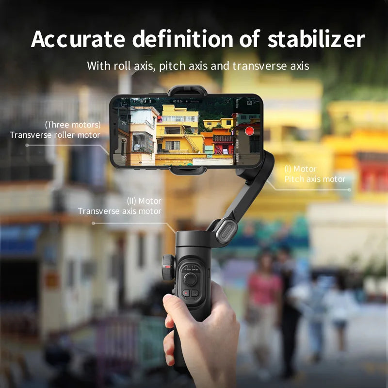AOCHUAN 3-Axis Handheld Gimbal Stabiliser for Smartphone with Fill Light