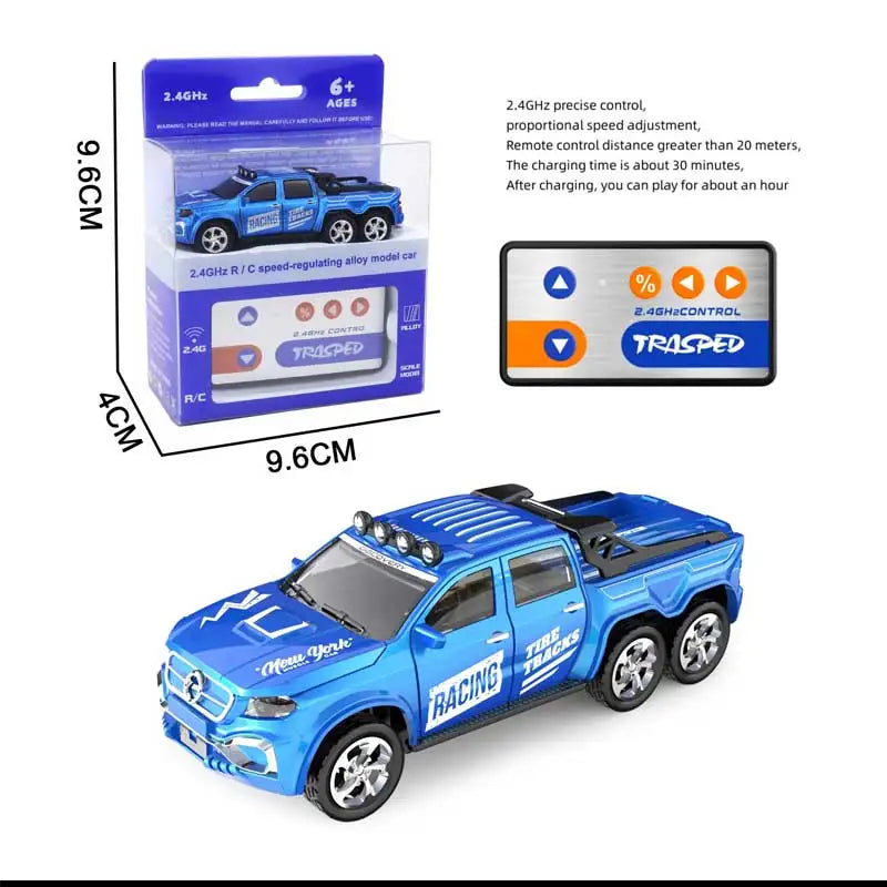 BGTOY 1:64 Mini RC Car – 2.4GHz Remote Control Toy with LED Lights & Alloy Shell
