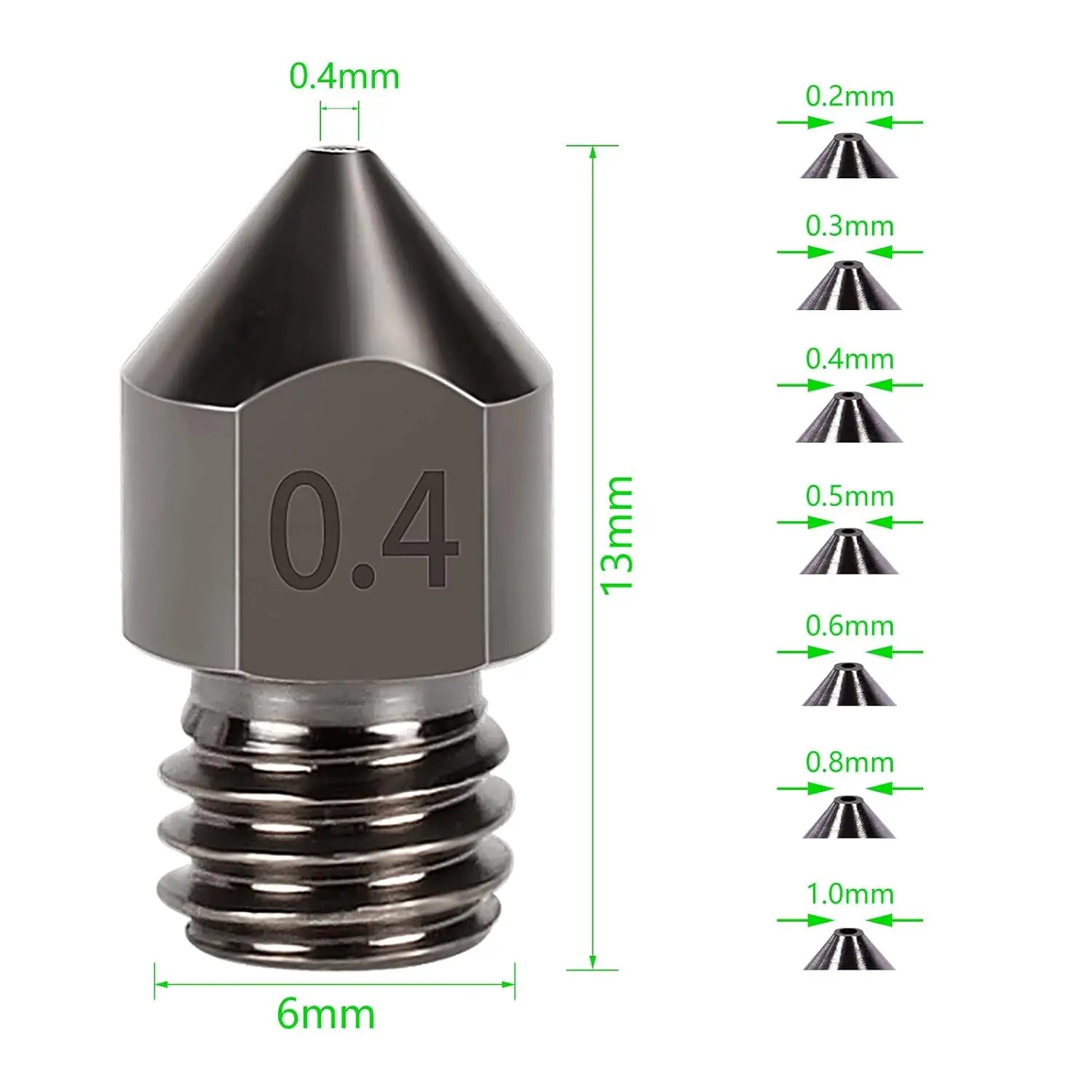 LIXIU 3D Printer Hardened Steel MK8 Nozzles – High-Durability Extruder Nozzle Set (5/10PCS)