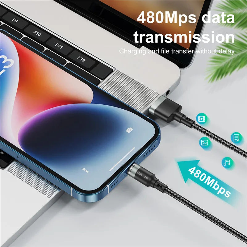 USLION 5A Magnetic Cable – Fast Charging USB A to Type C, Micro USB & Lightning Data Cord
