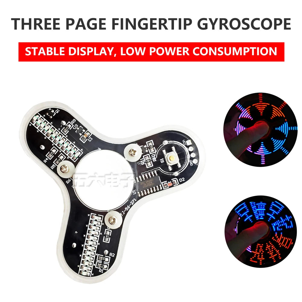 LED Fidget Spinner Luminous Display Three Lobe Digital Gyro Electronic DIY Production Soldering Kit