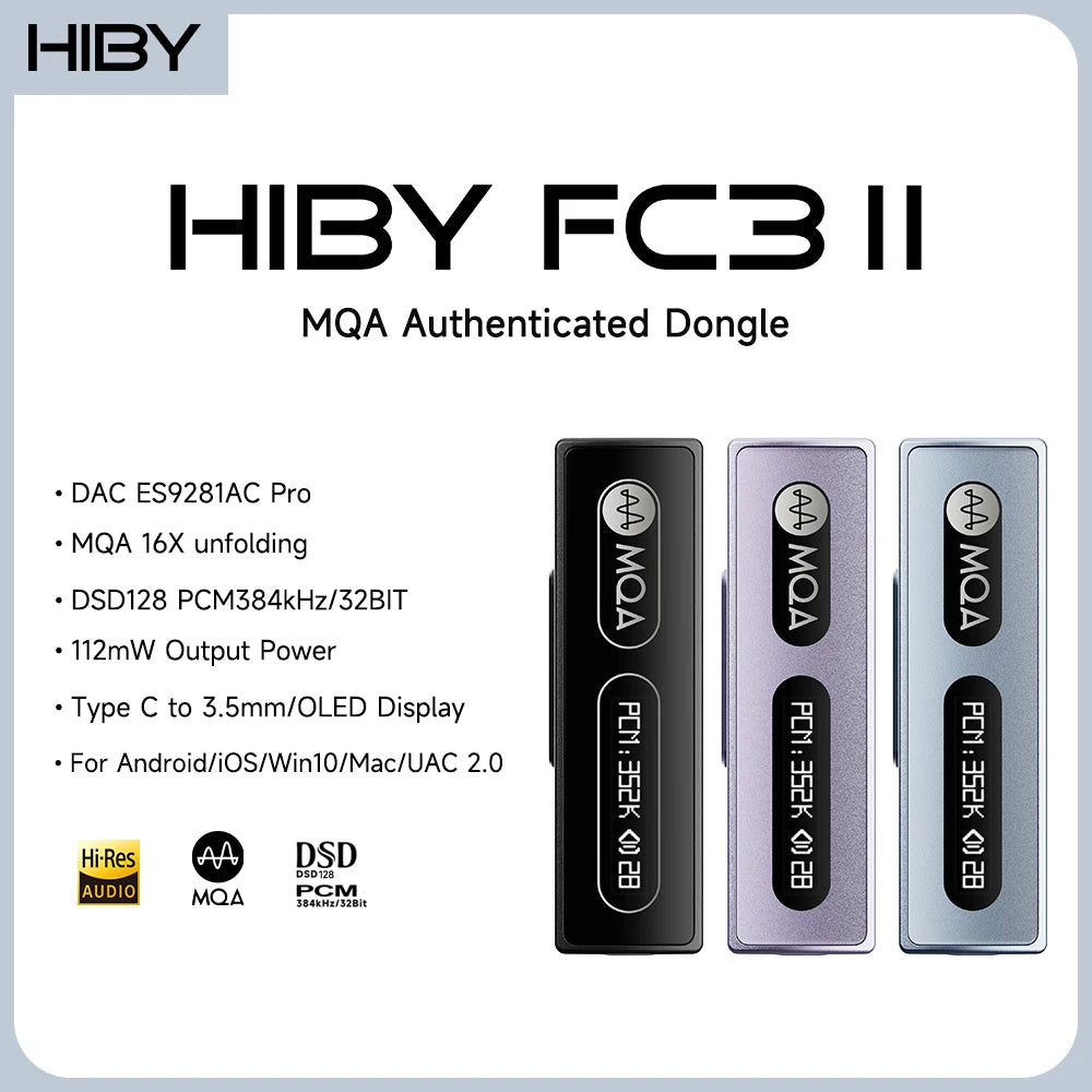 HIBY FC3 MQA Dongle USB DAC – High-Resolution Audio for Audiophiles