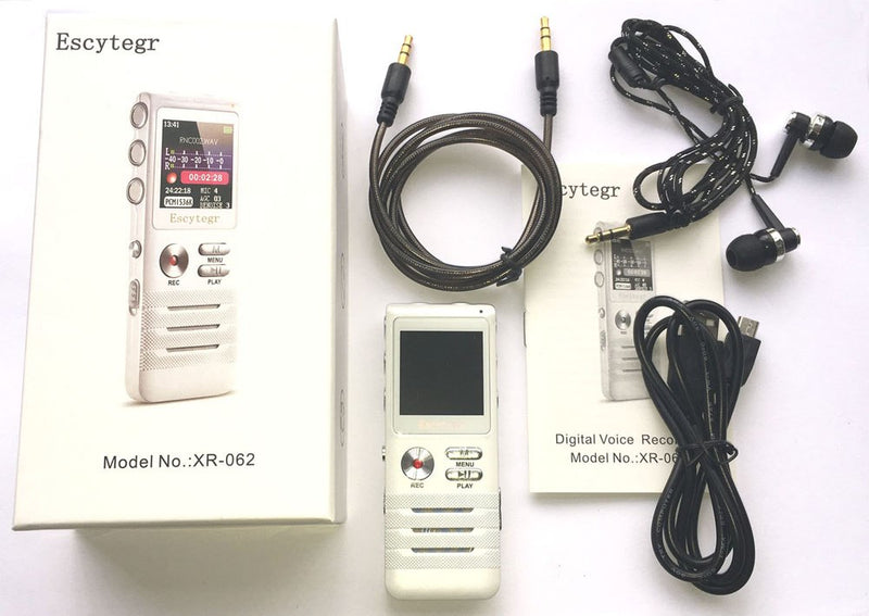 003 Escytegr Voice Activated Recorder Double Microphone Dual-Core Denoise Record 16GB Audio Recorder