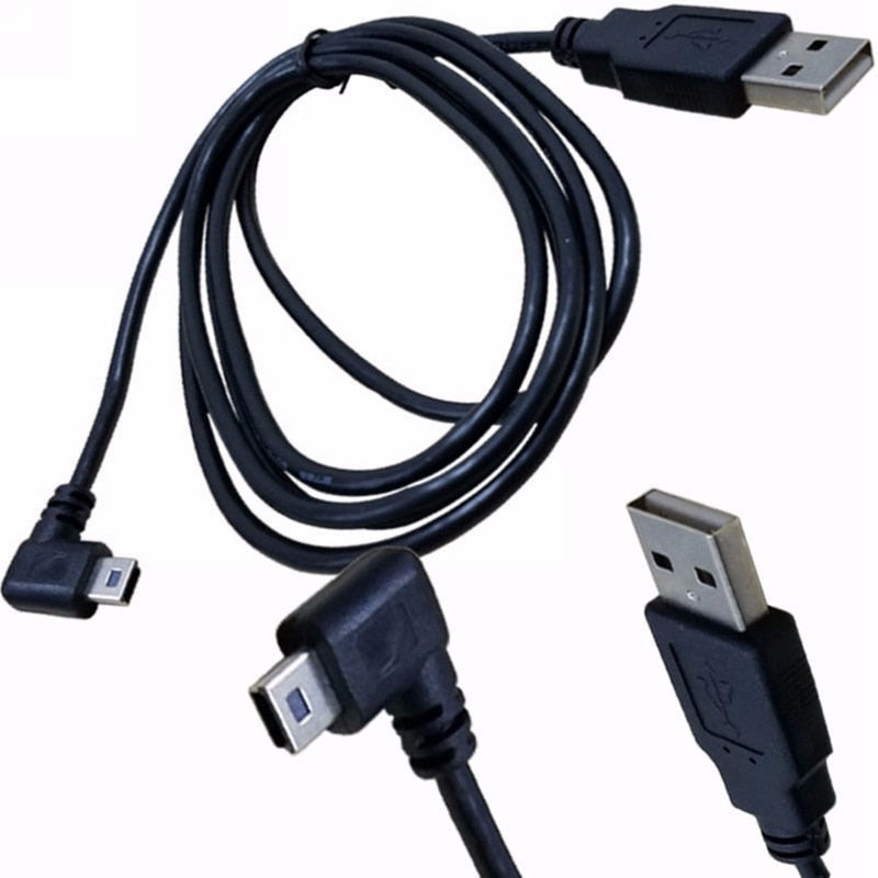 1PC USB 2.0 A Male Plug to Mini 5 Pin Left Angled 90 Degree Plug Data Cable Cord 1.5M/5FT 3M/10FT