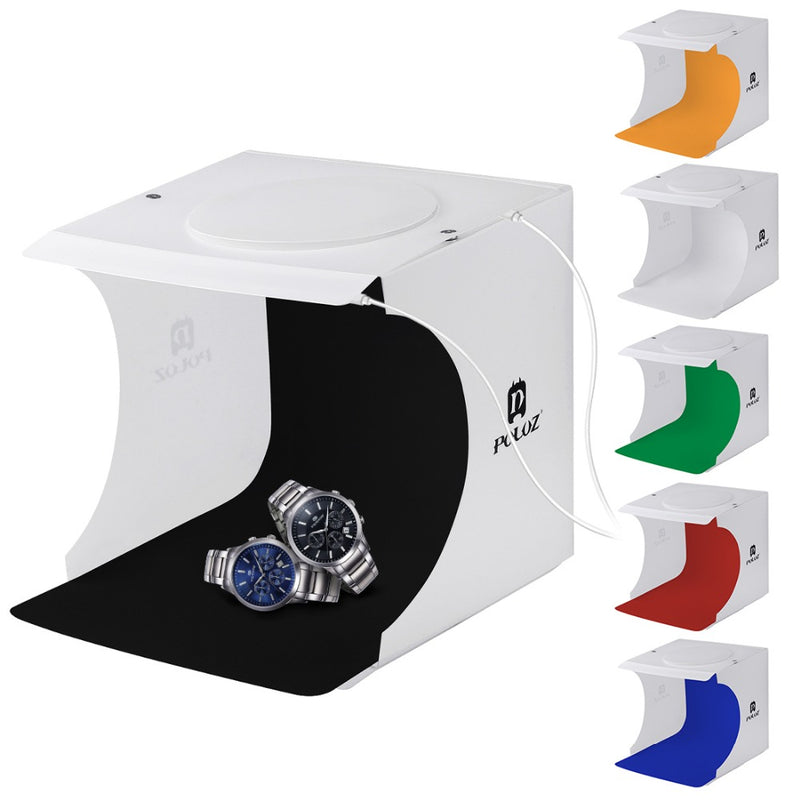 2 LED Panels Mini Folding Studio 8" Diffuse Soft Box Lightbox with Black White Photography