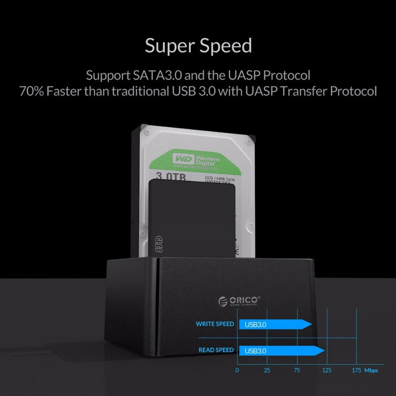 2-bay External Hard Drive Docking Station USB3.0 to SATA 2.5 3.5 in with Offline Clone Support