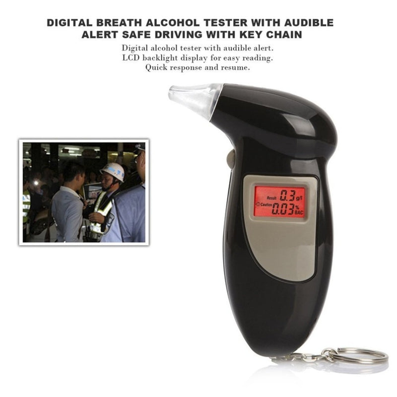 Alcohol Breath Tester Breathalyzer Analyzer Detector Test Keychain Breathalizer Breathalyser Device