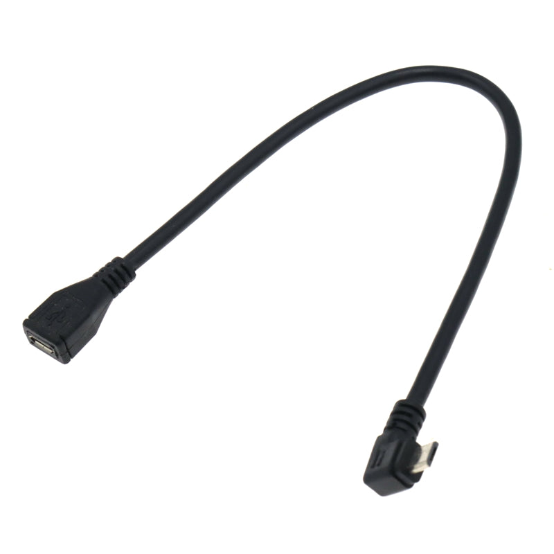 25cm 90 Degree Right & Left Angled Micro USB 5Pin Male to Female M/F Extension Connector Adapter