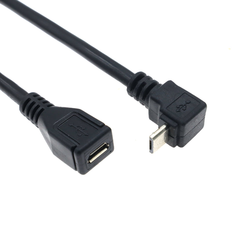 25cm 90 Degree Right & Left Angled Micro USB 5Pin Male to Female M/F Extension Connector Adapter