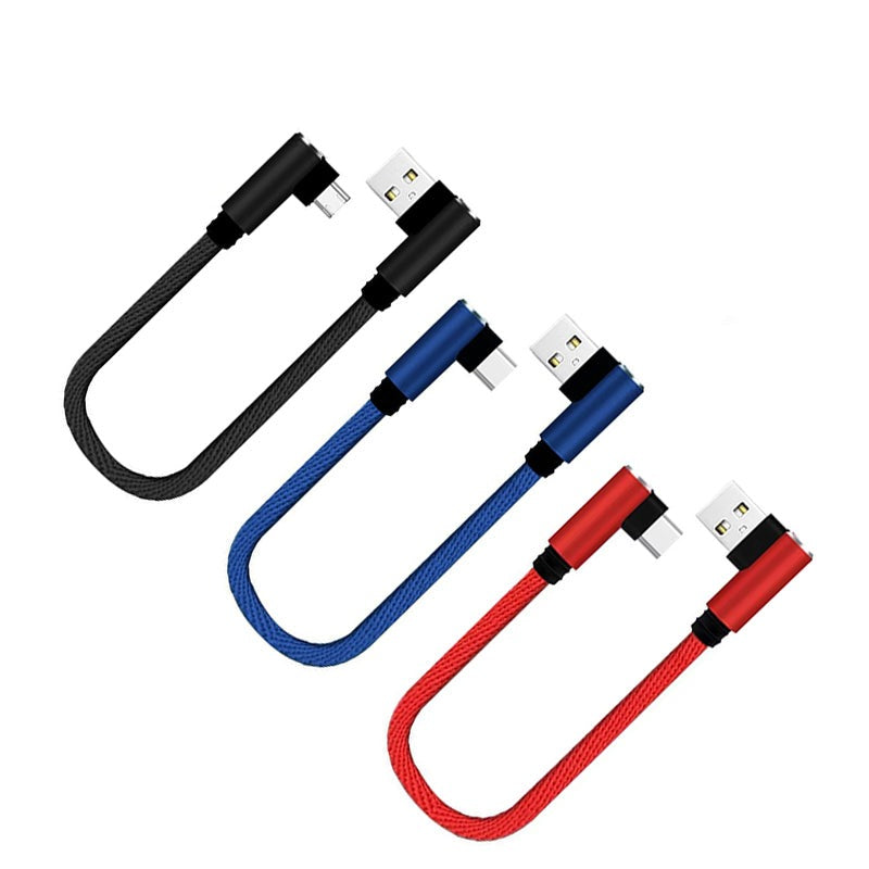25cm USB to Type C Short Charging Cable Elbow 90 Degree USB C Micro USB Cable 2.4A Fast Charging