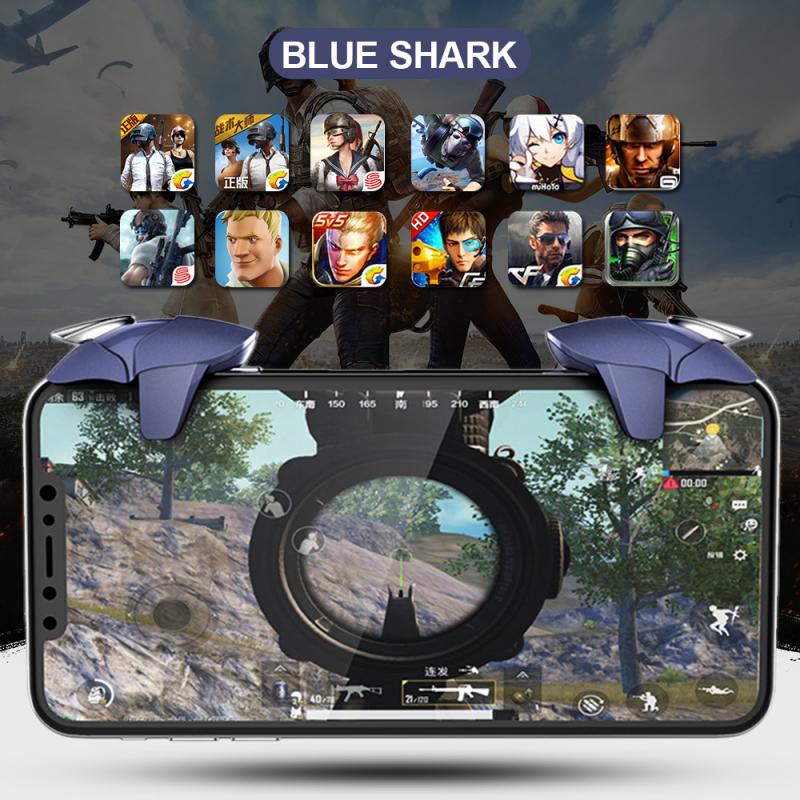 2PCS Metal Mobile Shark Gamepad Joystick for PUBG Mobile Gaming Trigger L1 R1