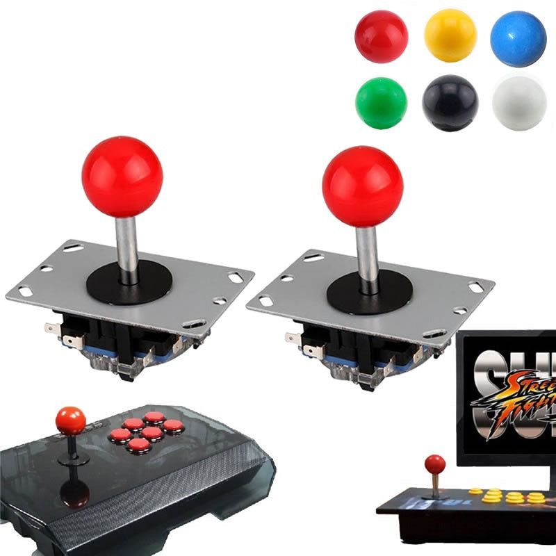 2pcs Arcade joystick DIY Joystick Red Ball 4/8 Way Joystick Fighting Stick Parts for Game Arcade