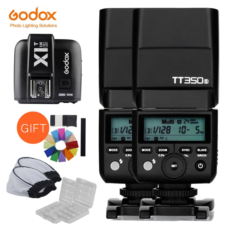 2x Godox Mini Speedlite TT350S Camera Flash TTL HSS GN36 +X1T-S Transmitter for Sony Mirrorless DSLR