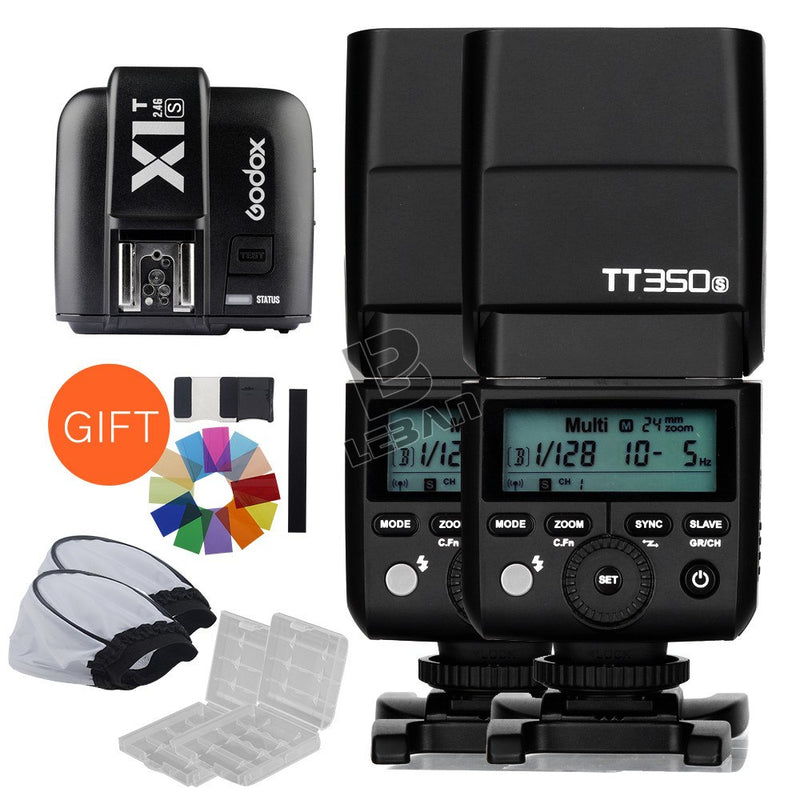 2x Godox Mini Speedlite TT350S Camera Flash TTL HSS GN36 +X1T-S Transmitter for Sony Mirrorless DSLR