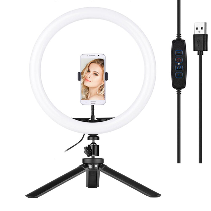 30cm/12” USB Video LED Ring Light with Tripod Stand Lamp 5600-8200K  3 Colors w/ Phone Holder