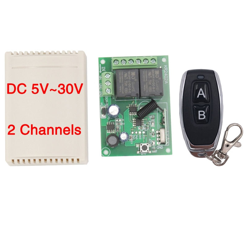 433Mhz RF Remote Control Circuit Universal Wireless Switch DC 5V 12V 24V 2CH RF Relay Receiver