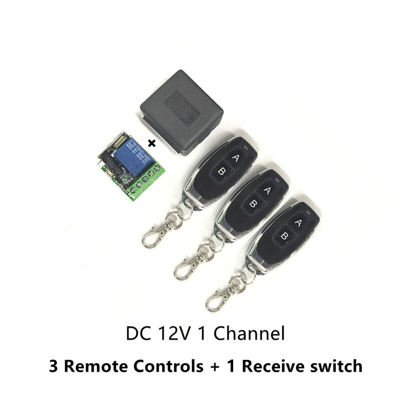 433Mhz Universal Wireless Remote Switch DC 12V 1CH relay Receiver Module and 4 pieces RF Transmitter