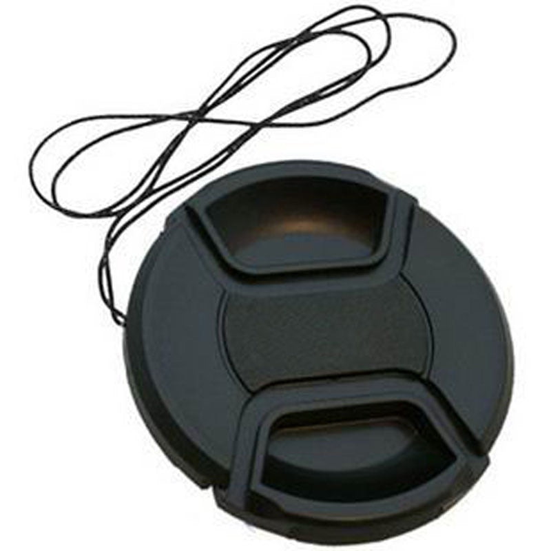 Front Lens Cap Center Pinch Cover Snap-on with cord for Canon, Nikon, Pentax and Sony