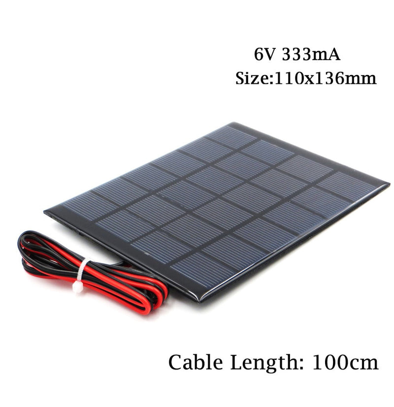 6V Solar Panel with 30/100/200cm wire Mini Solar System DIY For Battery Cell Phone Charger 0.6W 1W