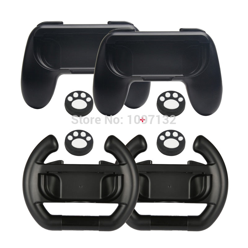 8 in 1 Bracket Hand Holder Wear-resistant Comfort Joy-con Handle Grips Wheels Kit for Nintend Switch
