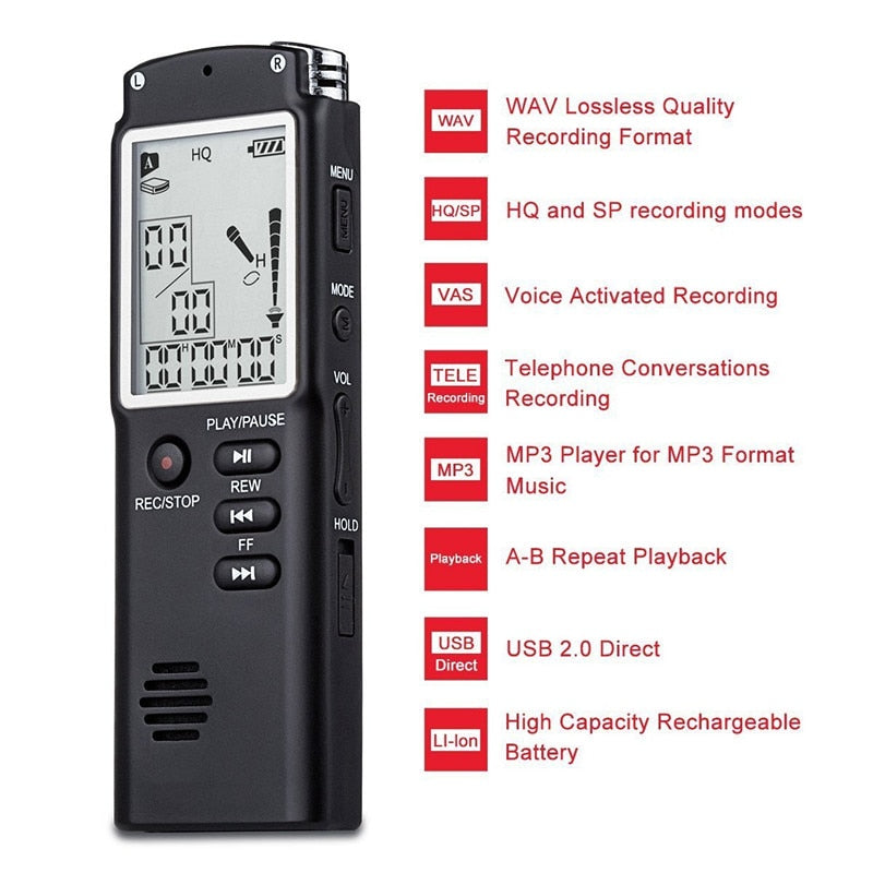 8GB/16GB/32GB Voice Recorder USB Professional 96 Hours Dictaphone Digital Audio Voice Recorder