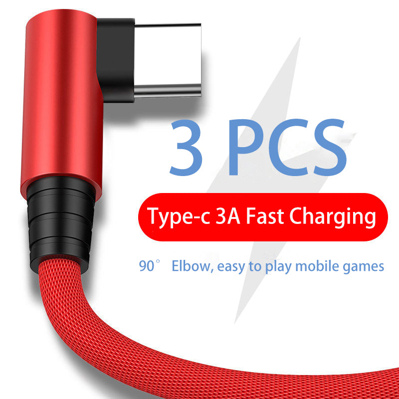 90 Degree Elbow Weave Type-C USB C Mobile Phone Accessories Charger Fast Charging USB Cable