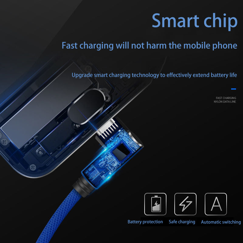 90 Degree Elbow Weave Type-C USB C Mobile Phone Accessories Charger Fast Charging USB Cable