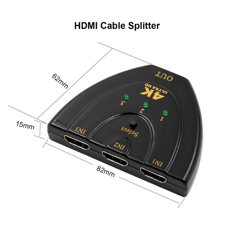 AUTO HDMI Switch Switcher 4K*2K 3D Mini HDMI Splitter 3 in 1 out Port Hub