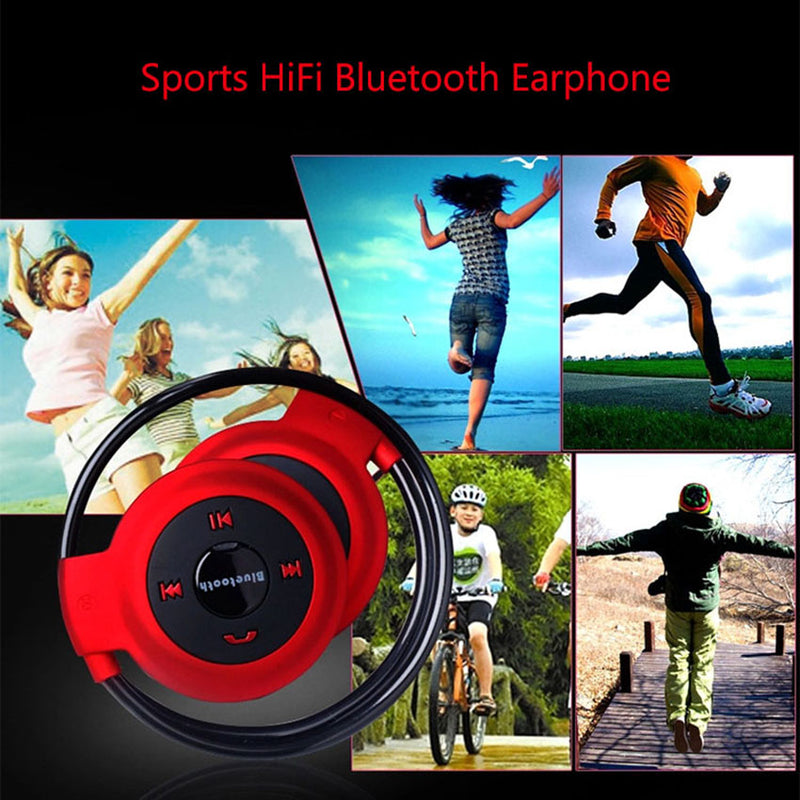 Wireless Bluetooth Headphones Mp3 Music Player Headset Earpiece Micro SD Card Slot Handsfree Mic