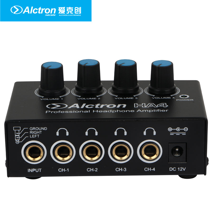 Alctron HA4 NEW Professional Monitoring Headphone Amplifier Compact 4 Channel Headphone Amp