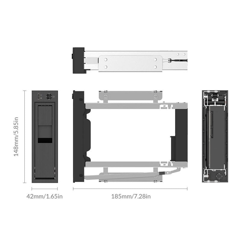Aluminum 3.5 inch SATA HDD Mobile Frame with Led light Rack support 6TB capacity