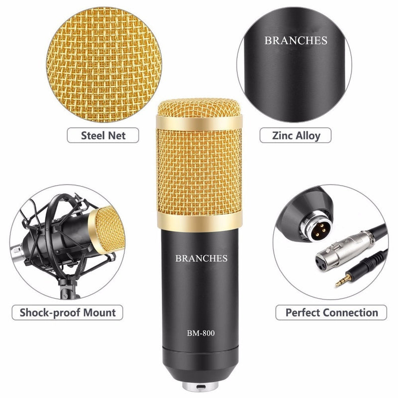 BM800 Mikrofon Condenser Sound Recording BM 800 Microphone With Shock Mount For Radio Braodcasting