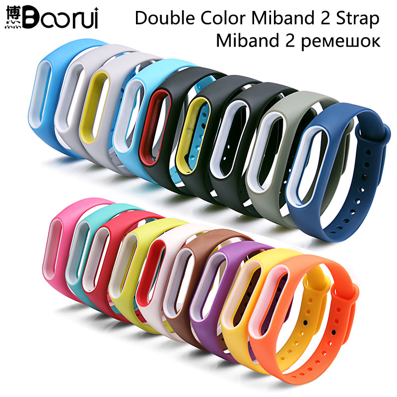 BOORUI Double color mi band 2 accessories pulseira miband 2 strap replacement silicone wriststrap