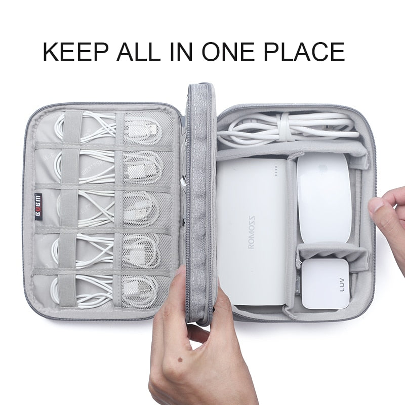 Portable Cable Bag, Digital USB Gadget Organizer Wires Charger Cosmetic Zipper Bag