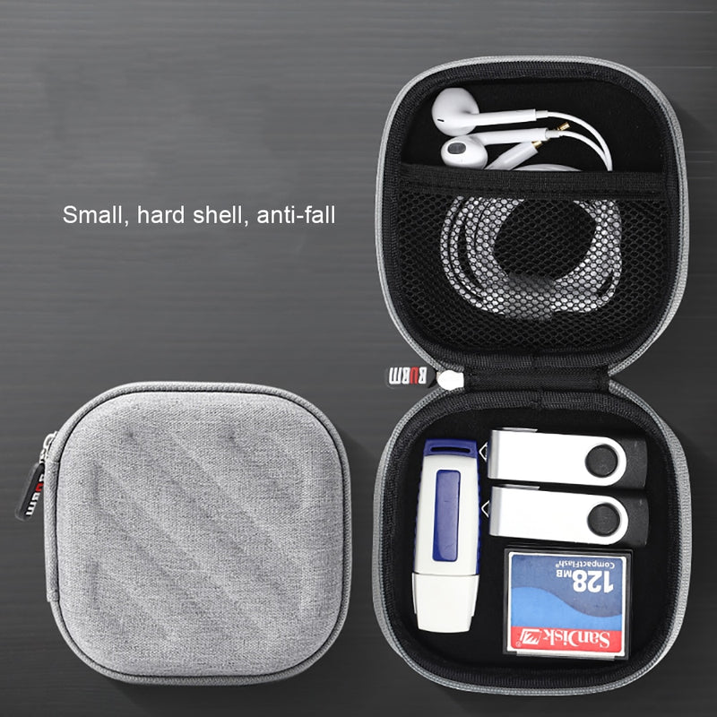 Portable Carry Case, Hard Case Bag Holder for SD TF Card Headphone Earbuds iPod Flash Drive & Cable
