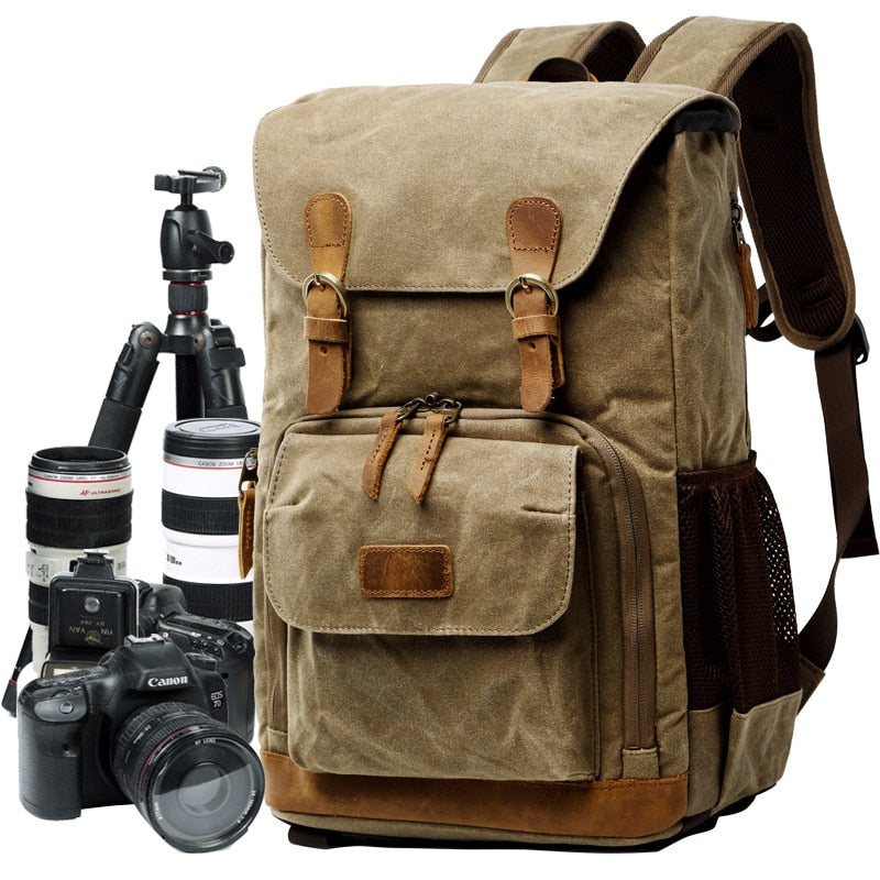 Batik Canvas Waterproof Photography Bag Outdoor Wear-resistant Large Camera Photo Backpack Men for