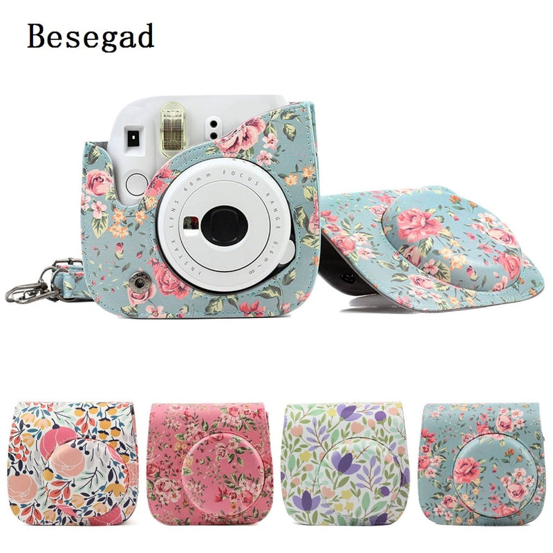 Besegad PU Leather Protective Bag Holder Pouch Case w/Strap for Fujifilm Instax Mini 8 8  9
