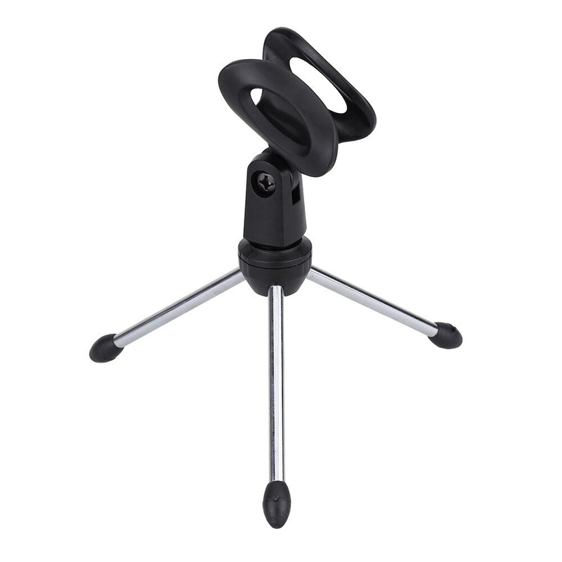 Black Color Detachable Foldable Portable Angle Adjustable Tripod Table Desktop Mic Microphone