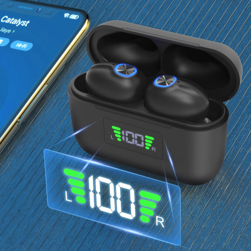 Bluetooth Earphones Wireless LED Power Display Noise Cancelling Waterproof in Ear with Charging Box