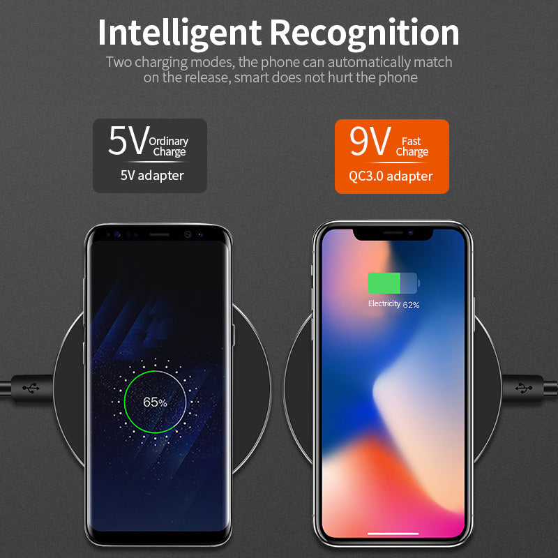 DCAE Qi Wireless Charger For iPhone 8 X XR XS Max QC3.0 10W Fast Wireless Charging for Samsung S9 S8