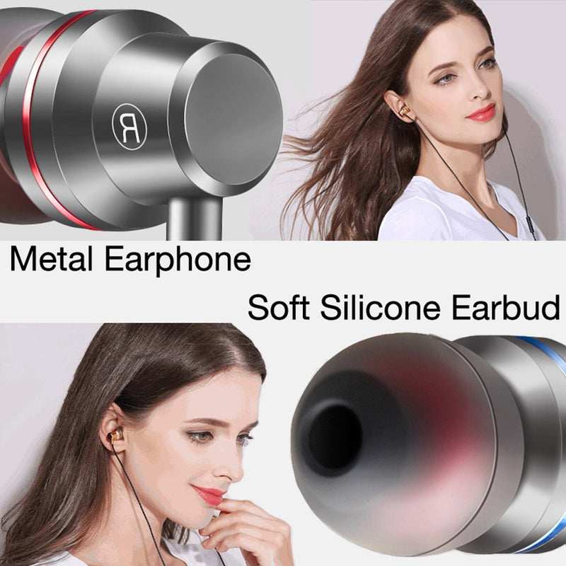 DUSZAKE In-Ear Headphones For Xiaomi Earphone For Phone Stereo Bass Headset Metal Wired Earphone