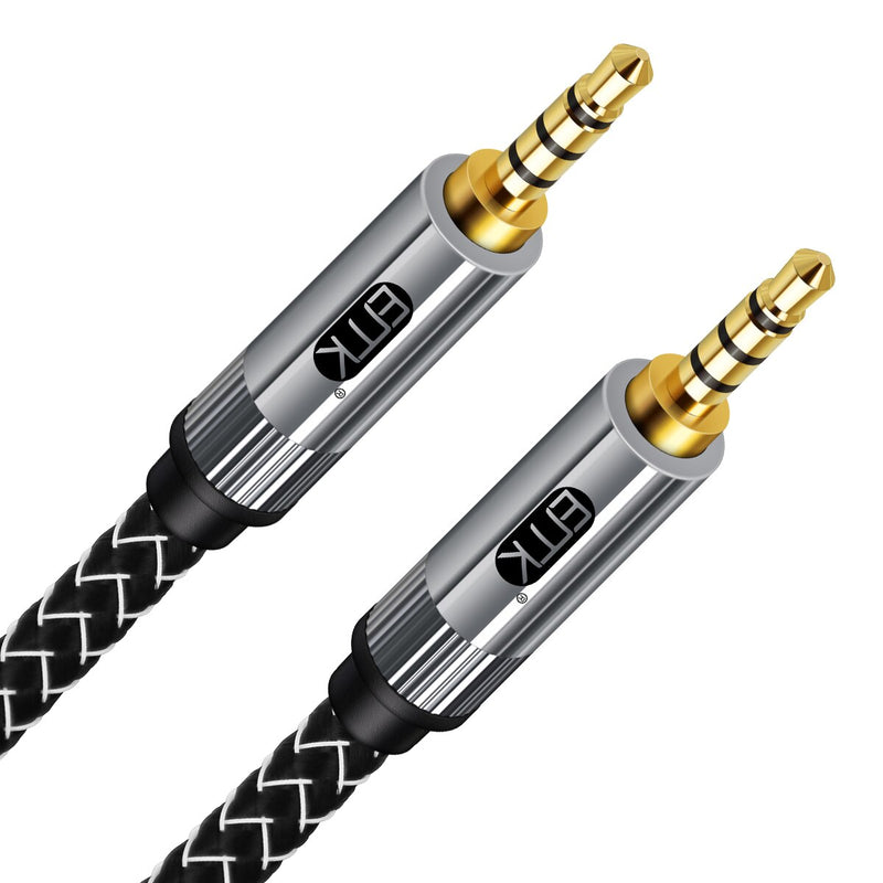 3.5mm Audio Microphone Extension Cable 3.5mm 4-pole AUX Extender TRRS Audio Cable Nylon Braided