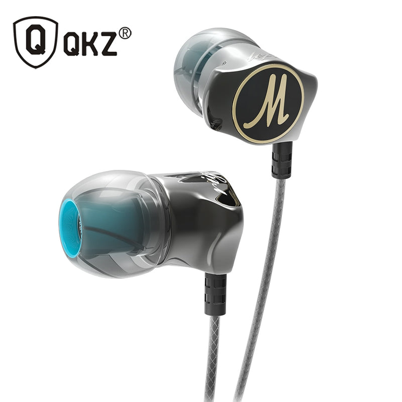 Earphones QKZ DM7 Special Edition Gold Plated Housing Headset Noise Isolating HD HiFi Earphone
