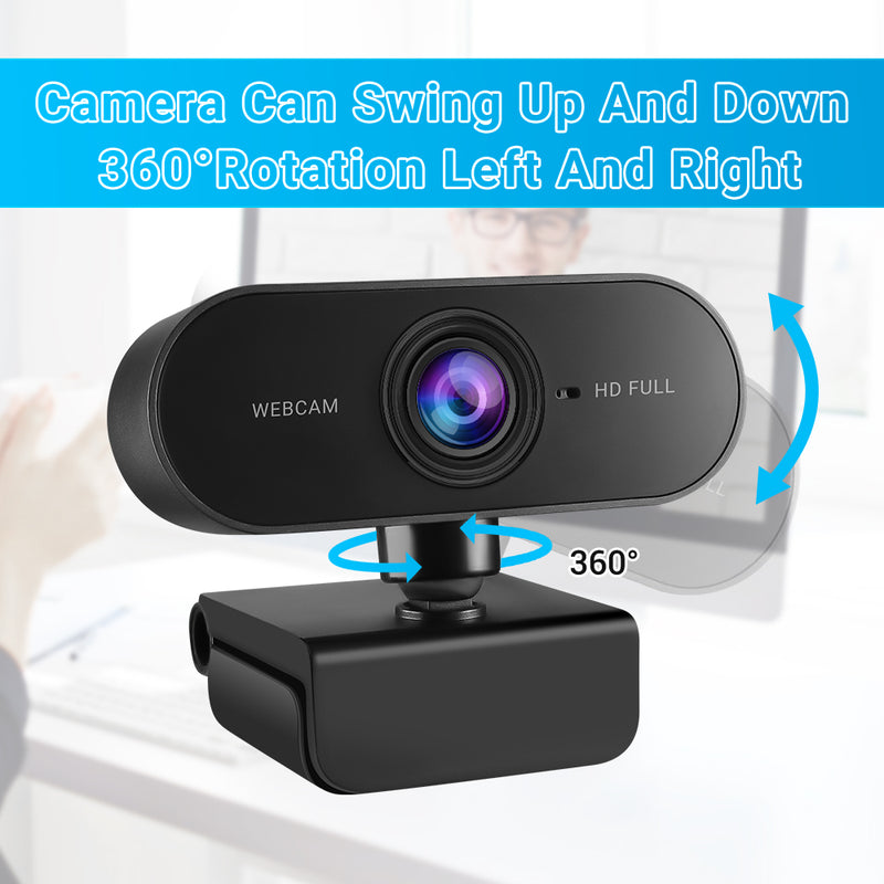 HD 1080P Webcam PC Web Camera with Microphone Rotate Camera