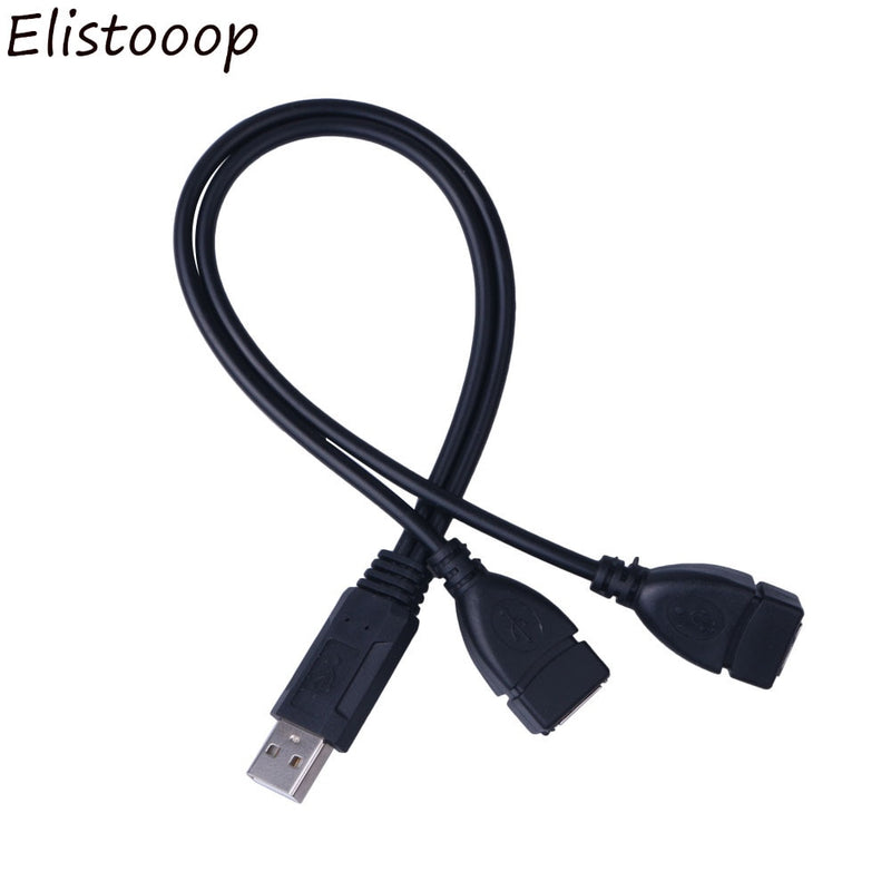 Elistooop USB Charging Power Cable Cord Extension Cable USB 2.0 A 1 male to 2 Dual USB Female Data