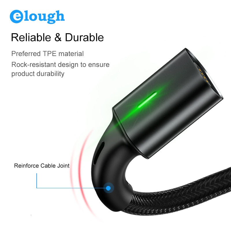 Elough Quick Magnetic Charger 3.0 4.0 Micro USB Cable for iPhone Samsung Xiaomi Fast Magnetic