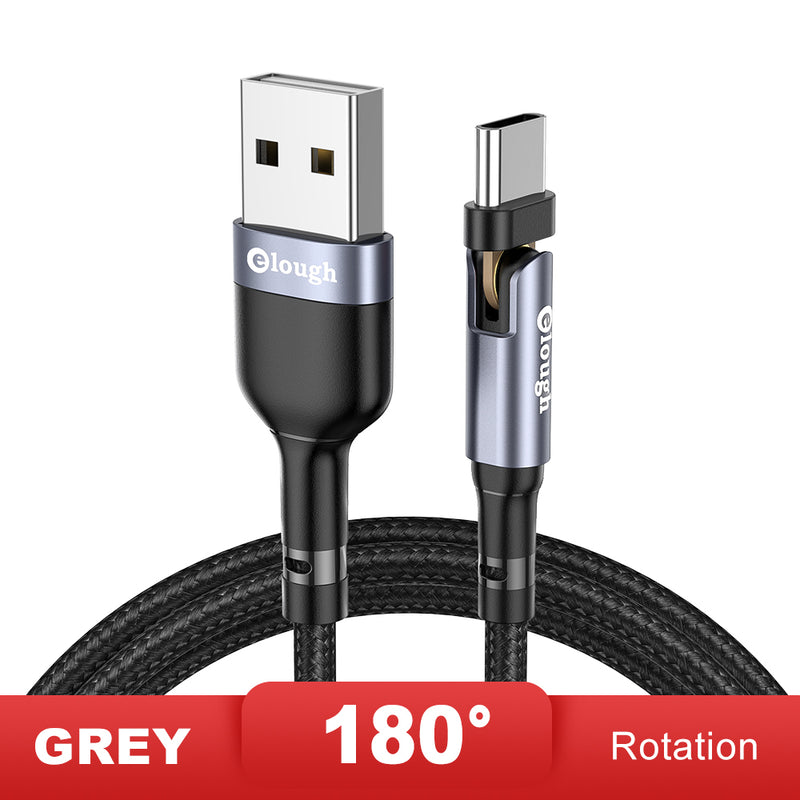 Rotate USB Type C Cable Poco 3A Fast Charging USB-C Type-C 180 Degree Phone Cable Data Wire Cord