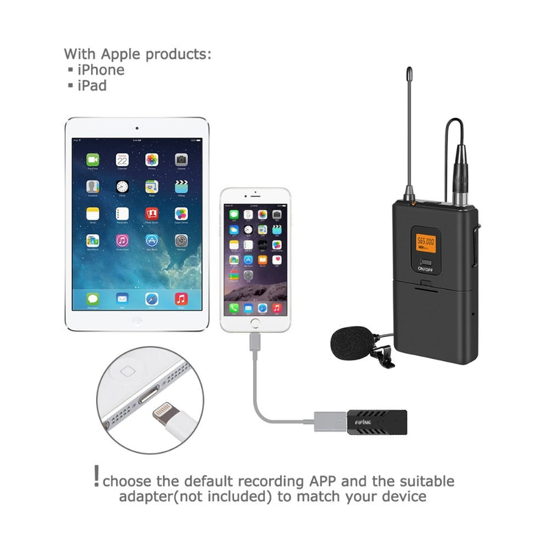 FIFINE Wireless Lavalier Microphone for PC Mac with USB Receiver Free Your Hands for Interview