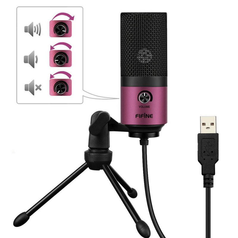 Fifine Metal USB Condenser Recording Microphone For Laptop MAC Or Windows Cardioid Studio